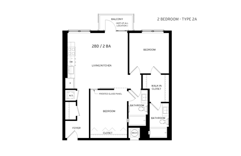 Floor plan for 2 beds, 2 baths, 922 sqft